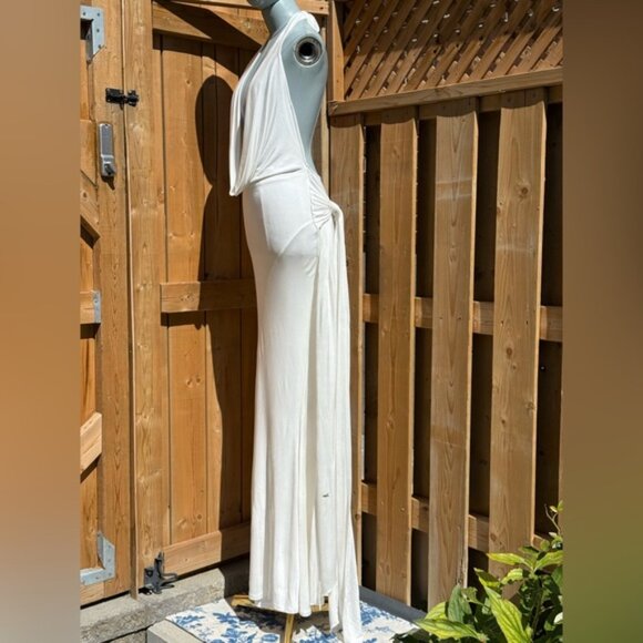 🆕 RAT & BOA 🧿 NWOT Winona White Slinky Cowl Neck Jersey Gown, Sz XXS - Picture 5 of 15